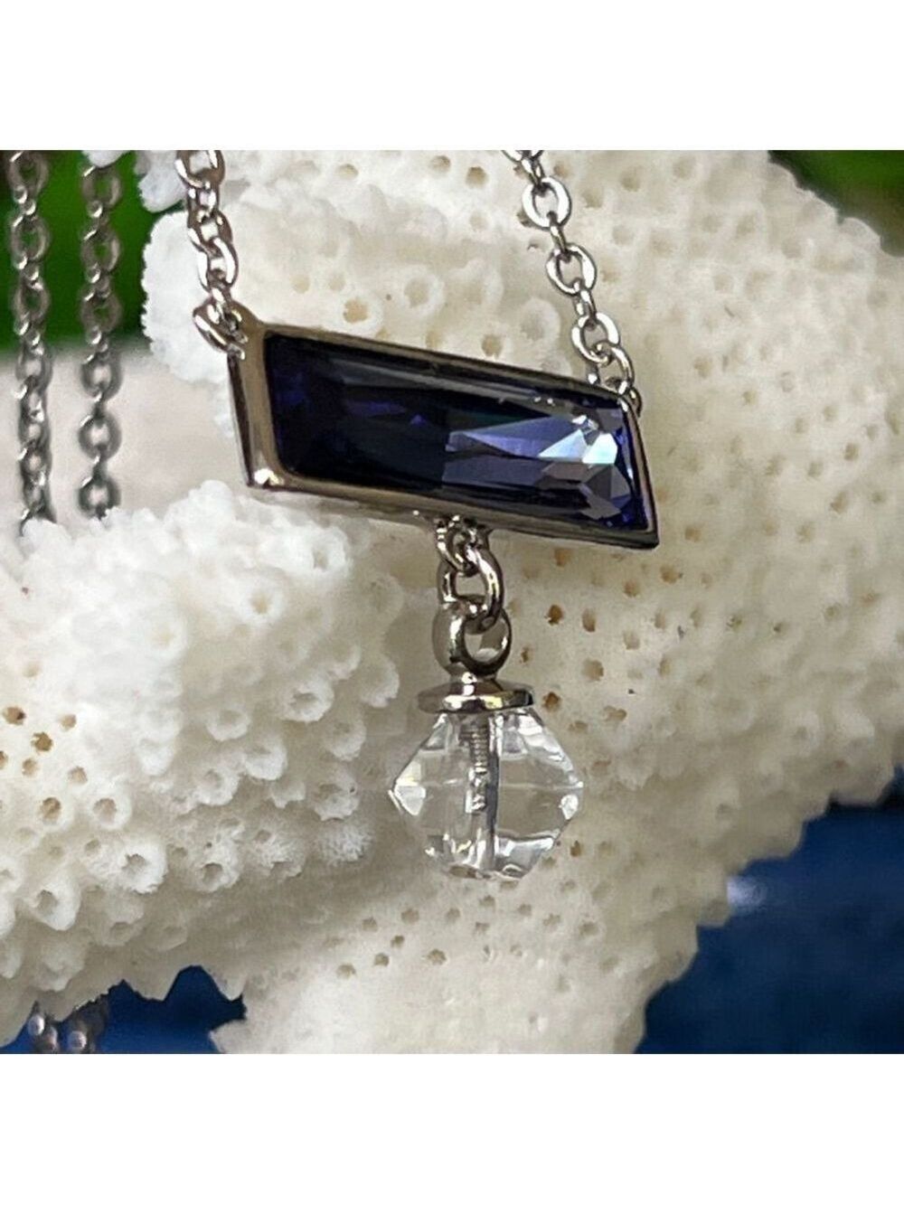 Silver / Purple Lilac River Pendant Swarovski Crystal Necklace